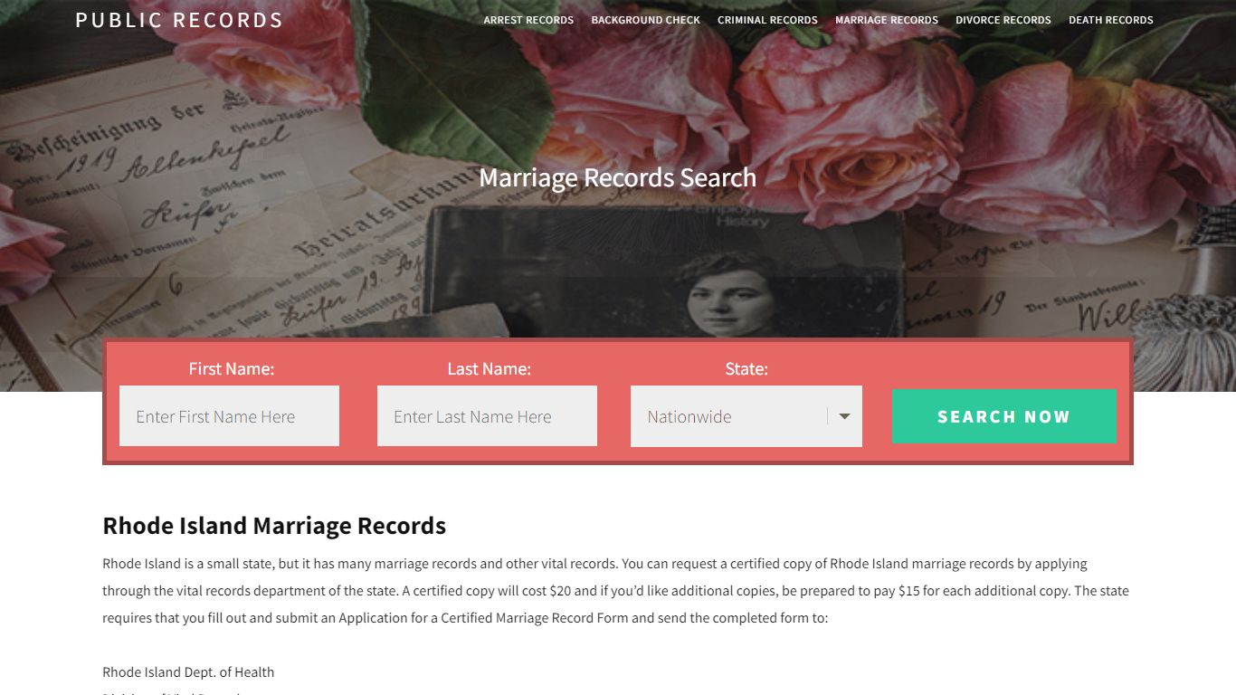 Rhode Island Marriage Records - Public Records